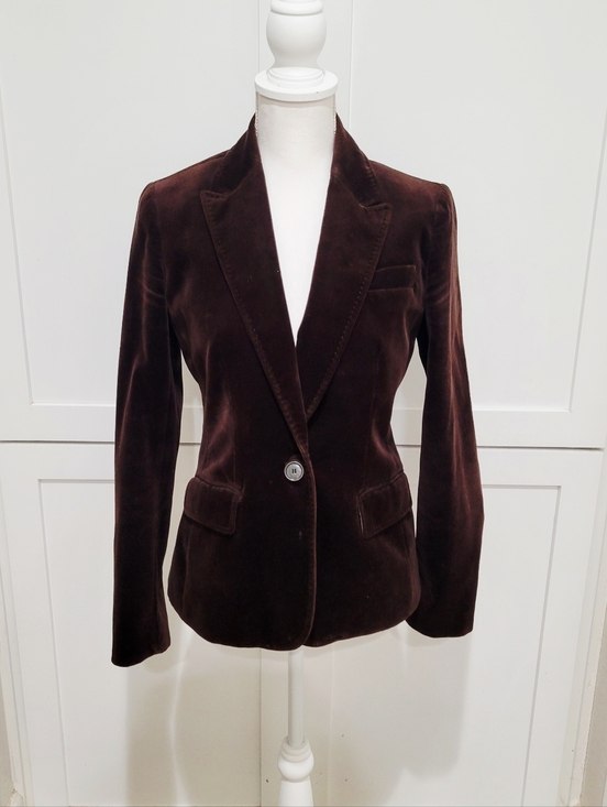 J. Crew Jackets & Blazers - VTG Y2K J. Crew Women's Velvet Single-Button Blazer - Dark Brown | Size 6